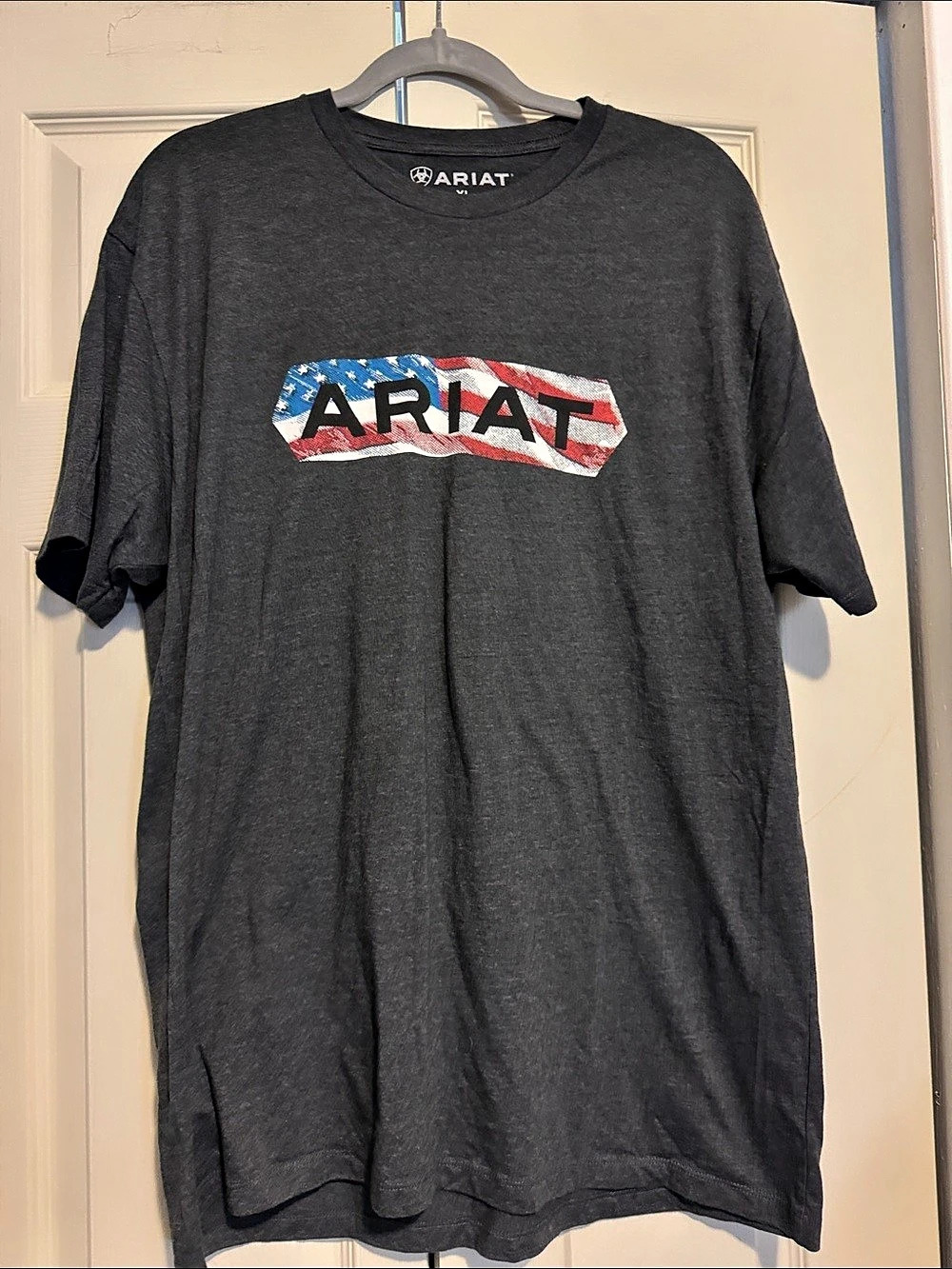 Ariat Freedom Flag T-Shirt Short Sleeve Charcoal Gray XL
